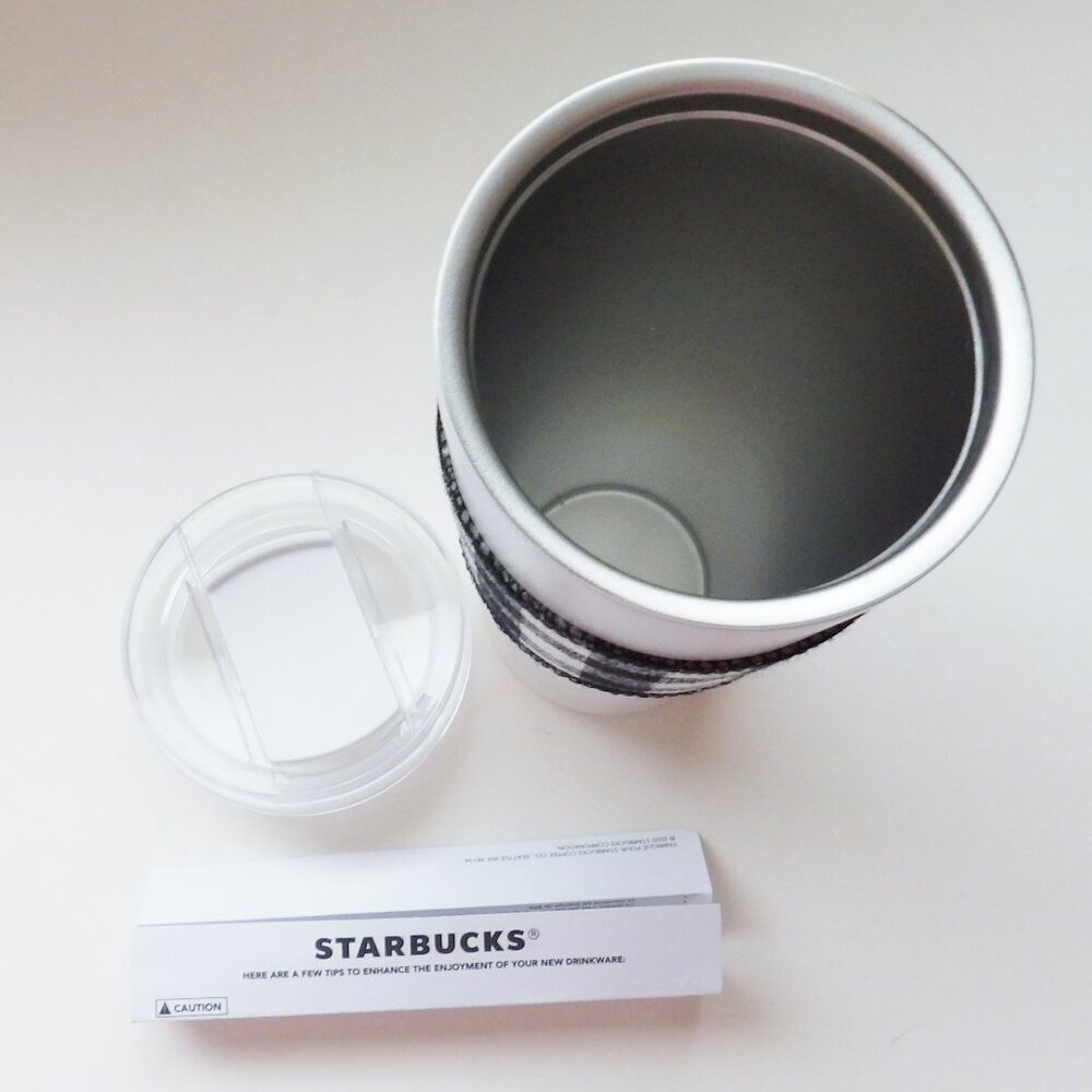 Starbucks White Pearlized Stainless Steel Travel Mug 16 oz. NEW w/ Bonus Wrapper - Picture 3 of 13